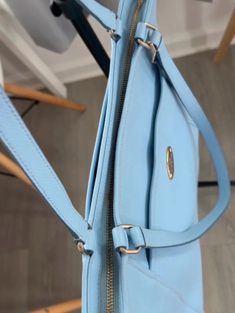 Coach Sky Blue Leather Tote with Gold Hardware (Project Bag)